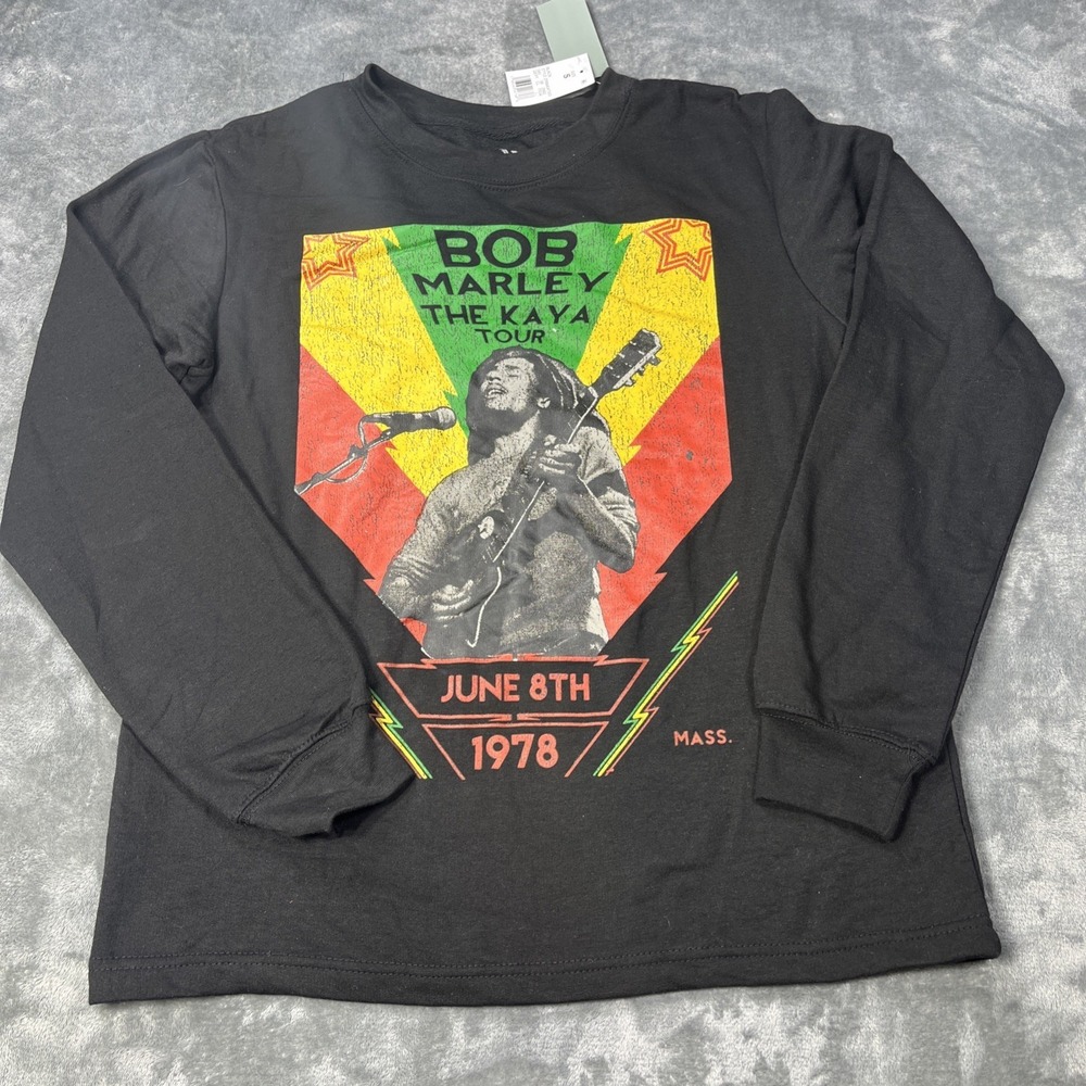 Bob Marley Zion Thermal Men‎ Small Black Fleece Knit Sweater Long Sleeve NEW